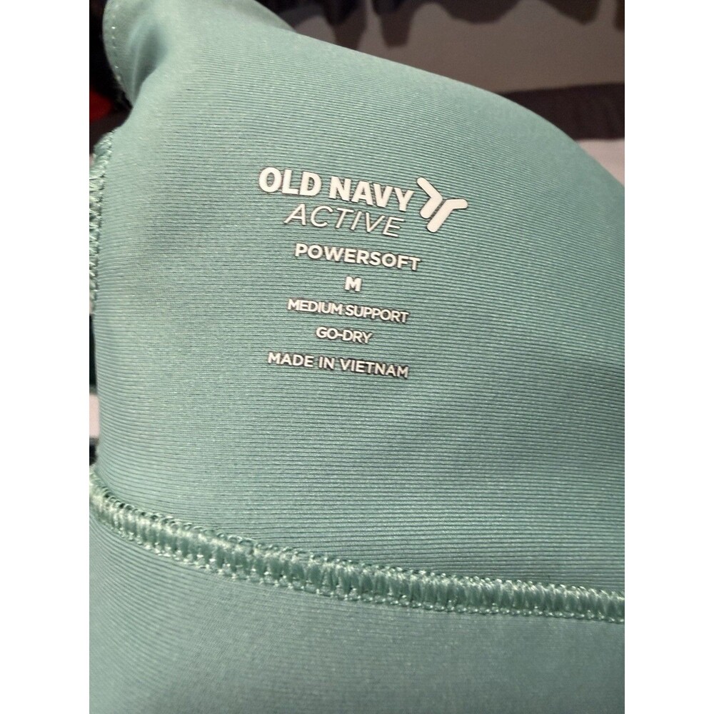 Old Navy Powersoft Workout Set Go Dry Leggings Bra Top Green Medium High Rise - Picture 6 of 6
